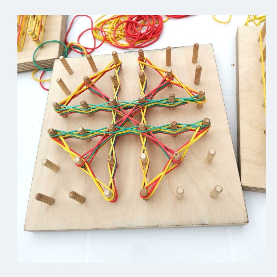Geoboard (colour: natural wood) - an educational game for 4-8 years old children